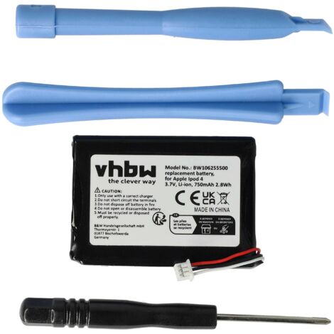 vhbw Akku kompatibel mit Apple iPod Photo 40GB M9585CH/A, 40GB M9585FE/A MP3-Player Musik Player (750 mAh, 3,7 V, Li-Ion)