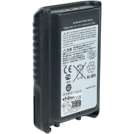 vhbw Akku kompatibel mit Bearcom BC-95 Funkgerät, Walkie Talkie (1200 mAh, 7,2 V, NiMH)