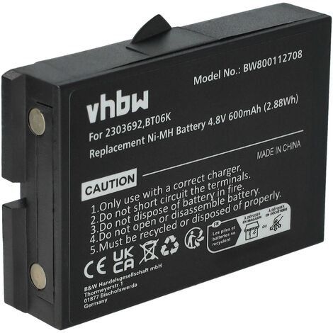 vhbw Akku kompatibel mit Danfoss T71, T72, TM70/1, TM70/2 Industrie-Funkfernsteuerung Fernbedienung (600 mAh, 4,8 V, NiMH) - Schwarz