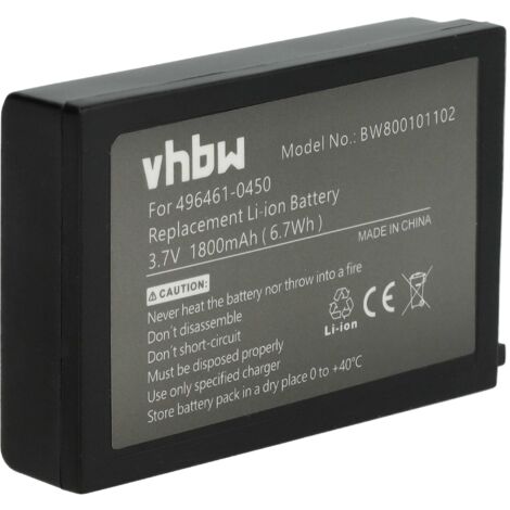 vhbw Akku kompatibel mit Denso BHT-604B, BHT-600BW, BHT-600, BHT-400, BHT-604BW, BHT-400Q Barcodescanner POS (1800 mAh, 3,7 V, Li-Ion)