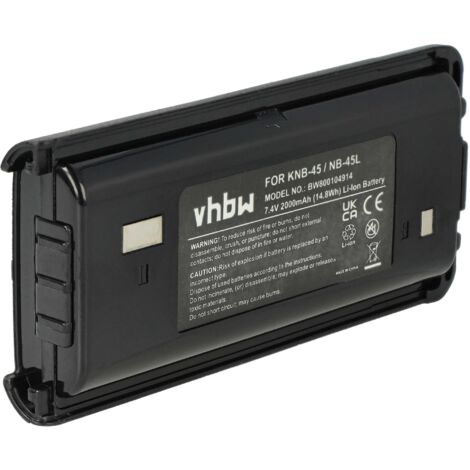 vhbw Akku kompatibel mit Kenwood TK-2302VK, TK-2306M, TK-2307M, TK-3200, TK-3200L Funkgerät, Walkie Talkie (2000mAh, 7,4V, Li-Ion)