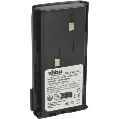 vhbw Akku kompatibel mit Kenwood TK 388G, 388, 378G, 378, 373 Funkgerät, Walkie Talkie (1800 mAh, 7,2 V, NiMH)