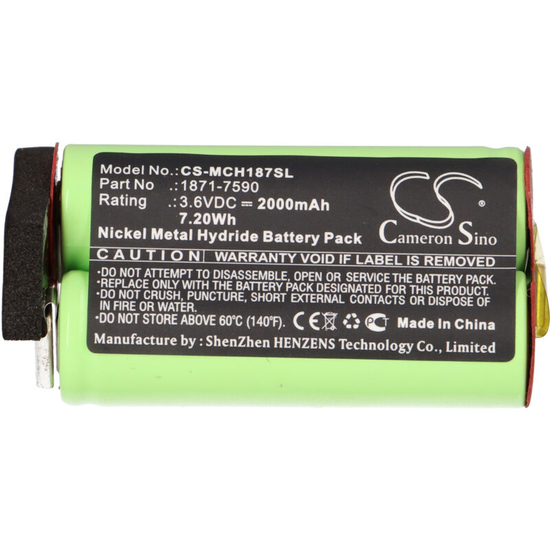 Vhbw - 1x Akku kompatibel mit Moser Super Cordless 1872 clipper, ChromStyle 1871 Haarschneidemaschine (2000 mAh, 3,6 v, NiMH)