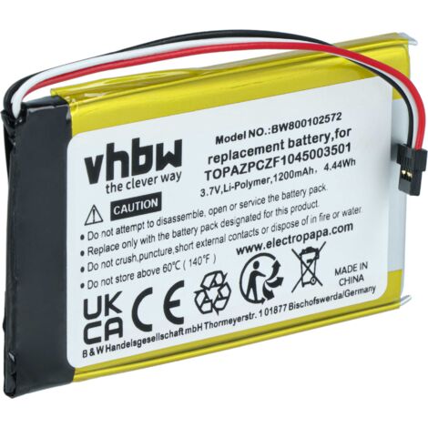 vhbw Akku kompatibel mit Navigon 70/71 Plus, 70 Easy, 70 Plus, 70/71 Premium GPS Navigation Navi (1200 mAh, 3,7 V, Li-Polymer)