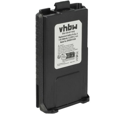 vhbw Akku kompatibel mit Pofung UV-5R, UV-5RA, UV-5RE Funkgerät, Walkie Talkie - Ersatz für BL-5 (1800mAh, 7,4V, Li-Ion)