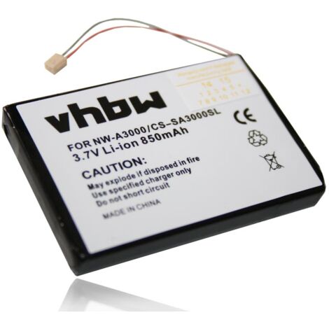 vhbw Akku kompatibel mit Sony NW-A3000 MP3-Player Musik Player (850 mAh, 3,7 V, Li-Ion)