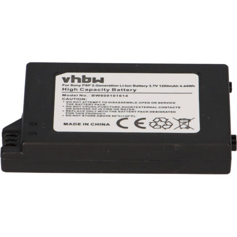 vhbw Akku kompatibel mit Sony Playstation Portable 2 Generation Slim & Lite PSP-2000 PSP-2004, Brite PSP-3000 PSP-3004 (1200mAh, 3,7V, Li-Ion)