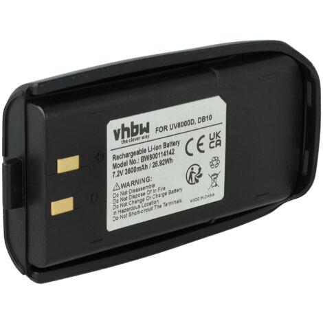 vhbw Akku kompatibel mit TYT / Tytera TH-UV8000D Funkgerät, Walkie Talkie (3600 mAh, 7,2 V, Li-Ion)