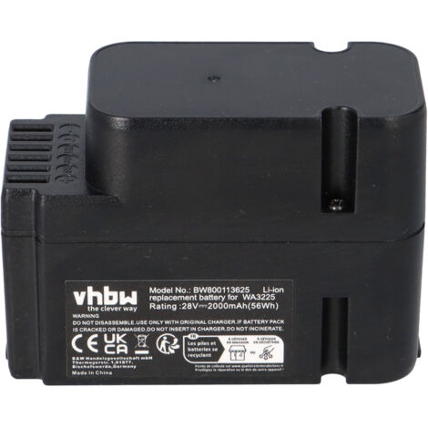 vhbw Akku kompatibel mit Worx Landroid L1500i WG798E, M 500B WG755E, M WG794E, M WG794EDC Mähroboter - Ersatz für WA3225, WA3565 - (Li-Ion, 2000mAh, 28V)