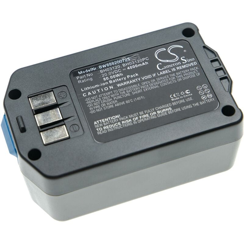 1x Batterie remplacement pour Hoover BH03120PC, BH03120, BH03100, 440005973, 440005966, 44139 pour aspirateur bleu / gris (4000mAh, 20V, Li-ion)