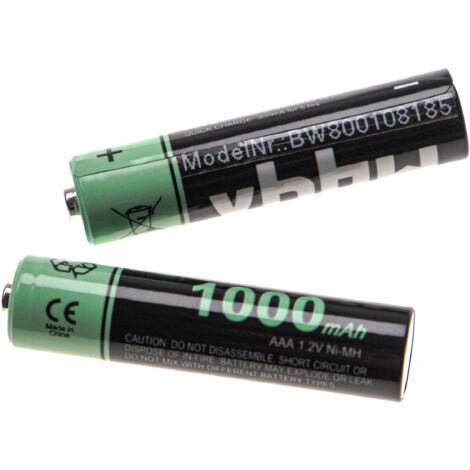 vhbw Akkus AAA, 2 Stück kompatibel mit Bintec-Elmeg 2010 - Akkuzellen, 1000 mAh, 1,2 V, NiMH