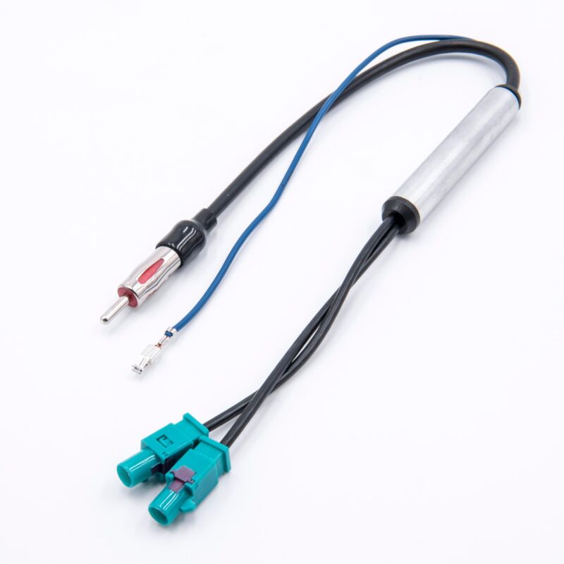 

Adaptador de antena de Din (m) a doble Fakra (m) compatible con Audi, Seat, VW vehículos - Amplificador de antena para alimentación fantasma, 35