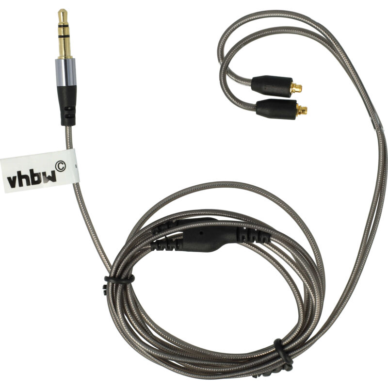 Audio aux Cable compatible with Audiosense T100, TK200 Headphones - Audio Cable, 3.5 mm Jack, 120 cm Grey - Vhbw