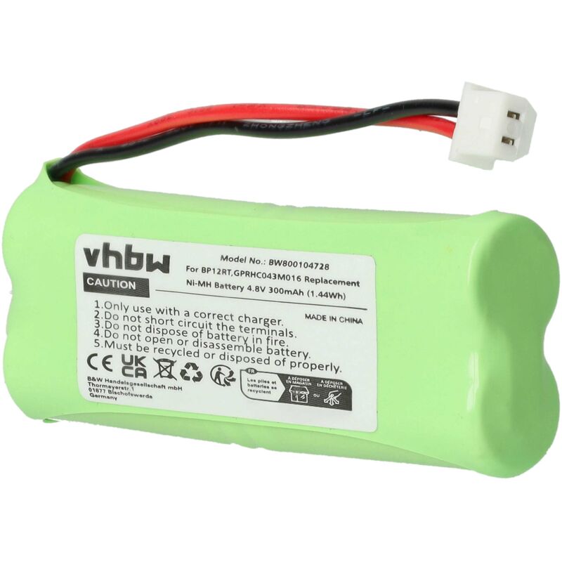 vhbw Batería compatible con Dogtra 1700 Receiver, 175NCP Transmitter, 1800NCP Receiver collar para perros (adiestrador) (300 mAh, 4,8 V, NiMH)