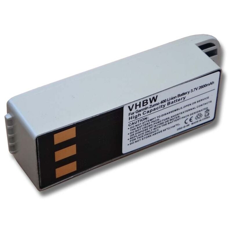 

batería 2600mAh (3.7V) para Navi GPS Ortung GARMIN Zumo 400, Zumo 450, Zumo 500, Zumo 500 Deluxe, Zumo 550 por 010-10863-00, 011-01451-00. - Vhbw