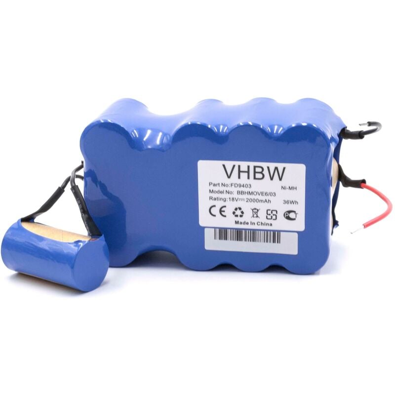 

Batería adecuada para Bosch BBHMOVE6/04, BBHMOVE4/01, BBHMOVE4/02 BBHM1CMGB/01 BBHMOVE5/04 BBHMOVE5/03 ... (2000mAh, 18V, NiMH) - Vhbw