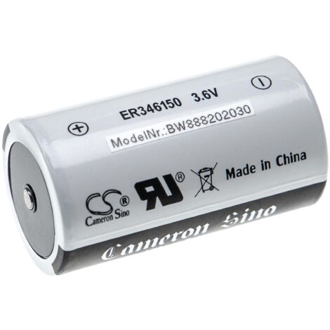 vhbw Batería celda redonda litio ER34615 - Batería primaria (19000 mAh, 3,6 V, Li-SOCl2)