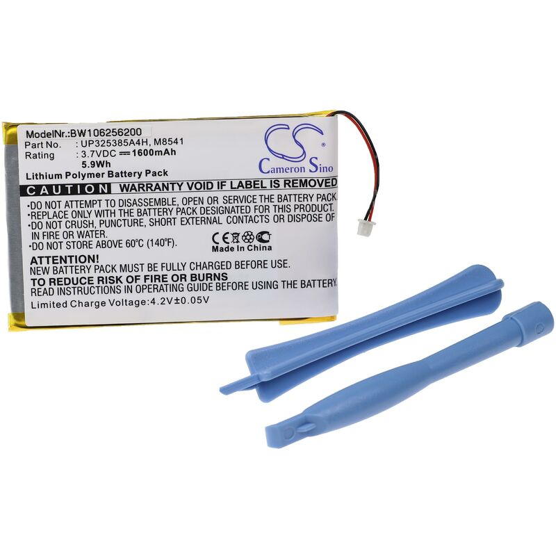 

batería compatible con Apple iPod 20GB M8738L, 2G, 5GB M8513LL/A, 5GB M8541LL/A reproductor de música MP3 (1600mAh, 3,7V, polímero de litio) - Vhbw