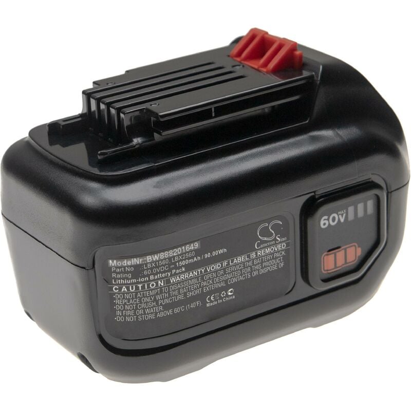 

Batería compatible con Black & Decker 60V MAX trimmer, CM2060C, LHT360, LHT360C, LHT360CFF herramientas eléctricas (1500mAh Li-Ion 60V) - Vhbw
