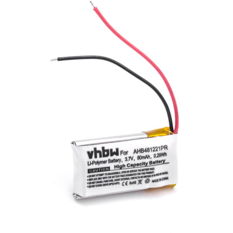 

batería compatible con Bose BT2R auriculares inalámbricos cascos (80mAh, 3,7V, polímero de litio) - Vhbw
