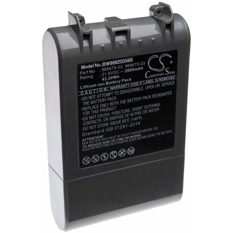 

Batería recargable compatible con Dyson SV11, V7, V7 Animal, V7 Motorhead Pro aspiradora, robot limpieza (2000 mAh, 21,6 V, Li-Ion) - Vhbw