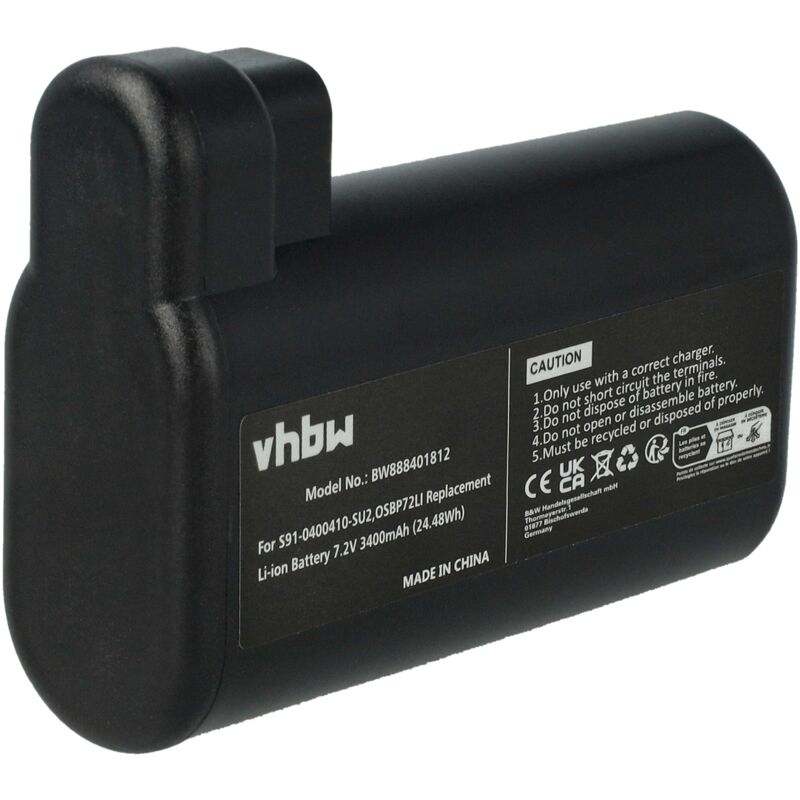 

vhbw Batería compatible con Electrolux 900942337, ERV5100IW, ERV5100TG, ERV5210IW aspiradora, robot limpieza (3400 mAh, 7,2 V, Li-Ion)