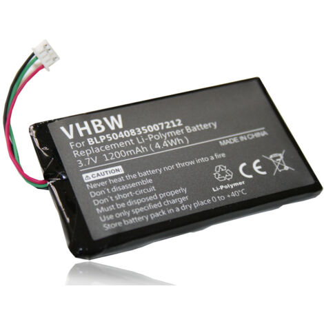 vhbw Batería compatible con Falk F12 3rd Edition, F5, F10 3rd Edition, F10, F12 navegador, navi, GPS (1200 mAh, 3,7 V, Li-poli)