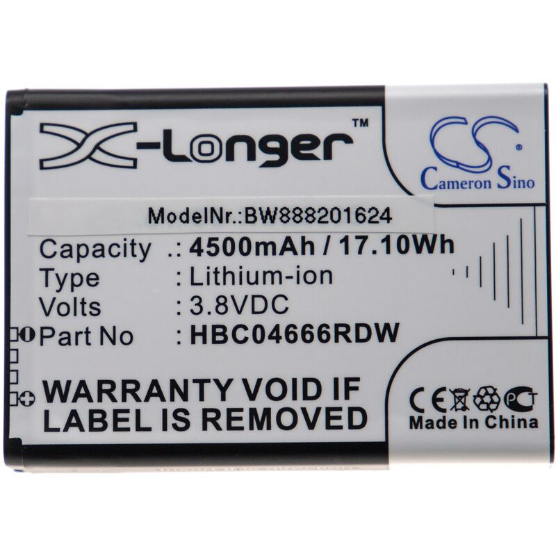 

batería compatible con Huawei E55735-852, E55735-853, E55735-856 router móvil hotspots modem (4500mAh, 3,8V, Li-Ion) - Vhbw