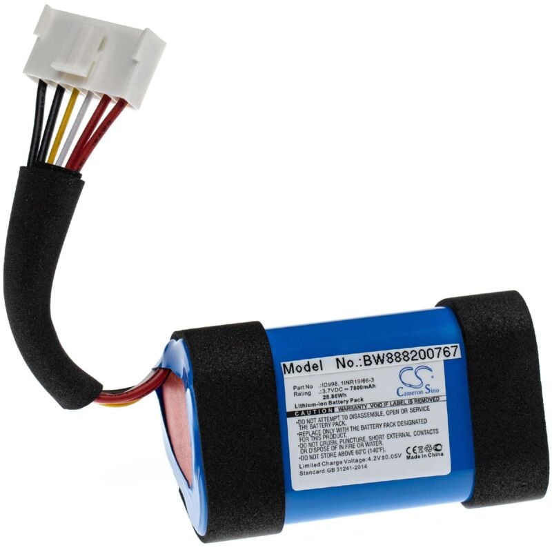 

vhbw Batería recargable compatible con JBL Charge 4, 4BLK, 4J, CHARGE4BLUAM, 5 altavoces, cajas acústicas (7800 mAh, 3,7 V, Li-Ion)