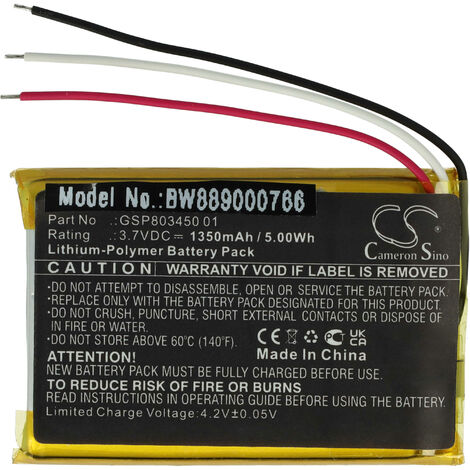vhbw Batería compatible con JBL Free X TWS Charging Case estación de carga (1350 mAh, 3,7 V, Li-poli)