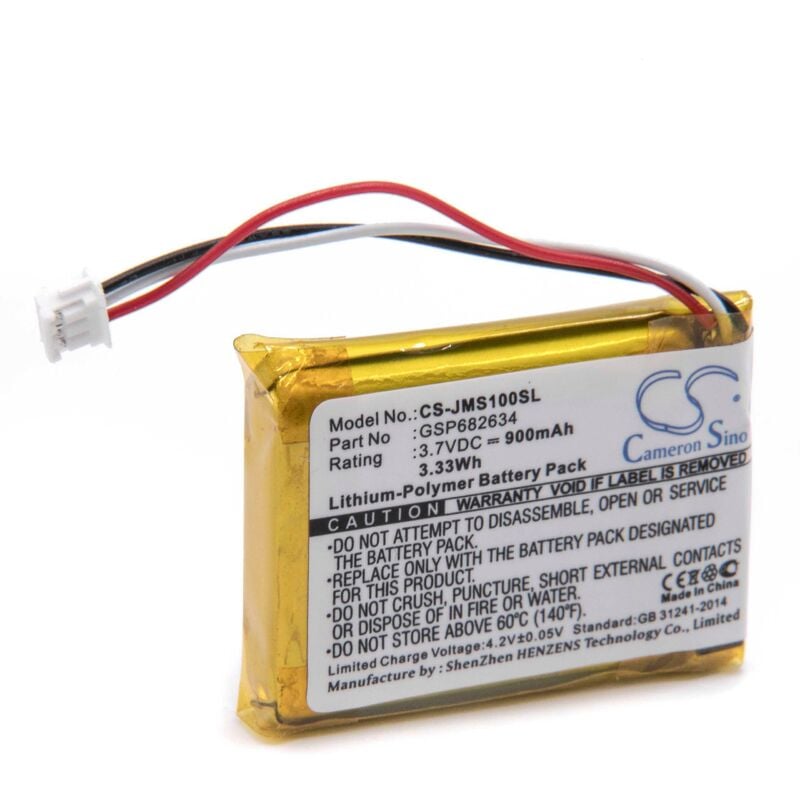 

vhbw Batería compatible con JBL Go Smart bluetooth altavoz, reemplaza GSP682634 - (polímero de litio, 900mAh, 3.7V) - Batería de repuesto