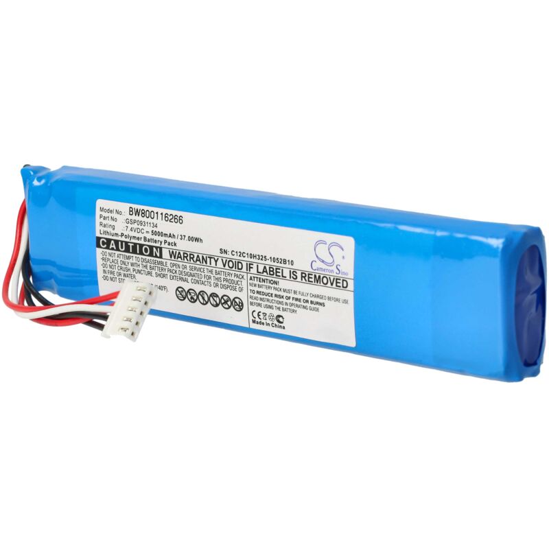 

Batería compatible con JBL Xtreme Bluetooth caja altavoy -Reemplaza Gsp0931134 -(polímero de litio, 5000mAh, 7.4V) - Vhbw