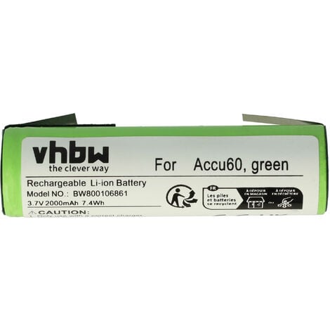 vhbw Batería compatible con Kärcher WV2 Plus, WV2 Premium, WV1 Plus, WV50 Plus, WV70 herramienta (2000 mAh, Li-Ion, 3,6 V)