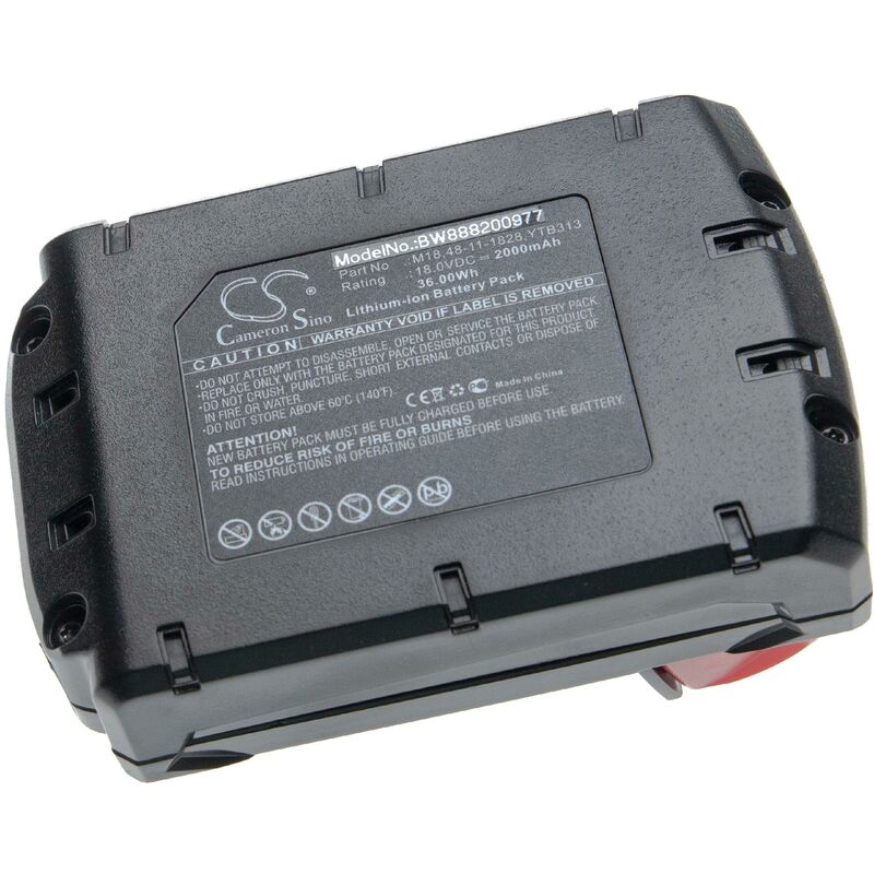 

Batería compatible con Milwaukee M18 CAG125XPD-502X, M18 CAG125XPDB, M18 CAG125XPDB-0X herramientas (2000mAh, Li-Ion, 18V) - Vhbw