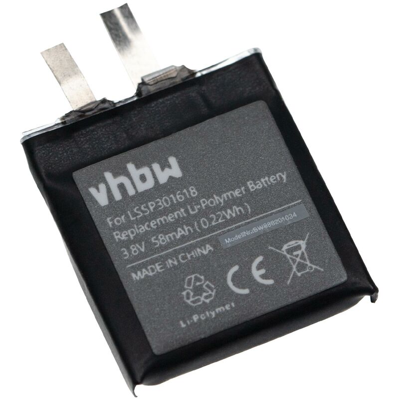 

Batería compatible con Pebble Time Round notebook (58mAh 3.8V polímero de litio) - Vhbw