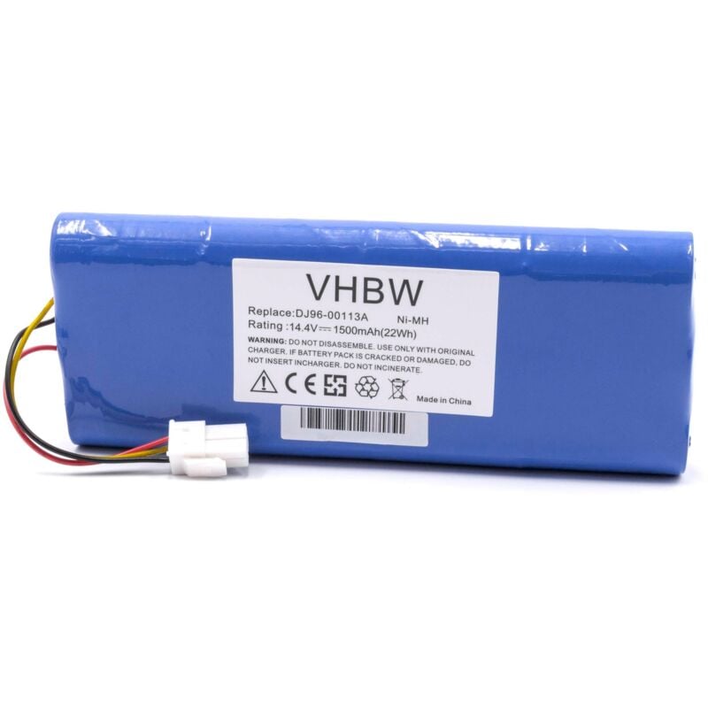 

batería compatible con Samsung Navibot SR9630, VC-RA50VB, VC-RA52V, VC-RA84V, VC-RE70V, VC-RE72V robot autónomo de limpieza 1500mAh, 14.4V, NiMH