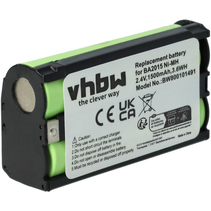 

batería compatible con Sennheiser EK 100 G3, EK 300 IEM G2, EK 300 IEM G3, EK 500 G2 radio (1500mAh, 2,4V, NiMH) - Vhbw