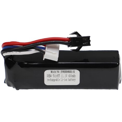 vhbw Batería compatible con SM-2P clavija (m) para modelismo por ej. coche carreras, avión (400mAh, 11,1V, Li-poli, 65 x 19 x 14mm)