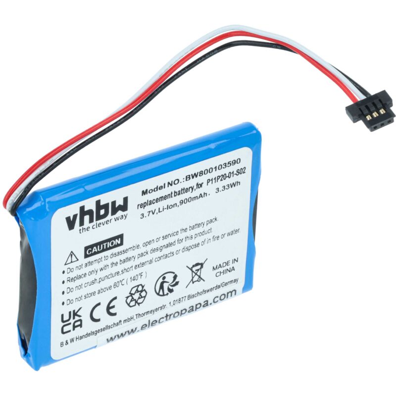 

vhbw batería compatible con TomTom One 4EK0.001.01, IQ, V5 navegador (900mAh, 3,7V, Li-Ion)