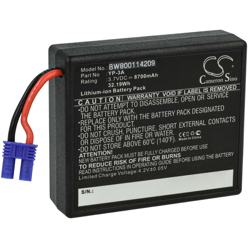 

vhbw Batería de Li-Ion 8700mAh (3.7V) para drone, mando a distancia, control remoto reemplaza Yuneec YP-3A