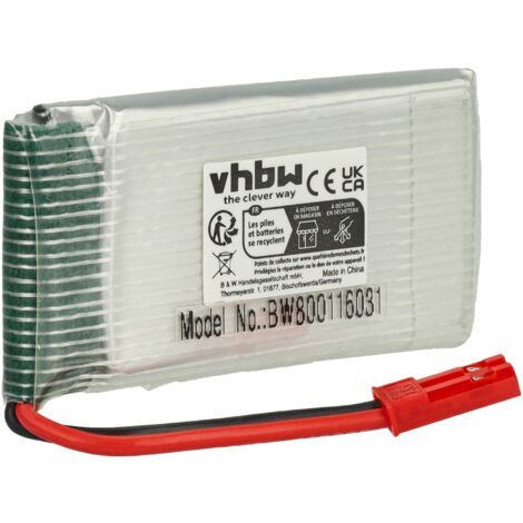 vhbw Batería de polímero de litio 1100 mAh (3,7 V) conector JST para modelismo, por ej. coches, helicópteros, aviones y barcos