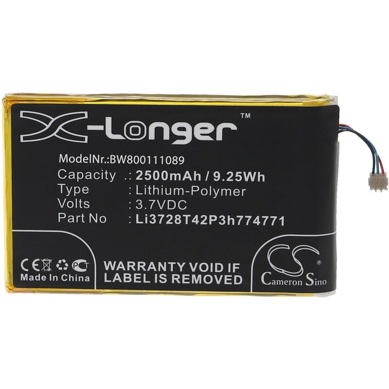 

Batería recargable reemplaza ZTE Li3728T42P3h774771 para router (2500 mAh, 3,7 V, polímero de litio) - Vhbw