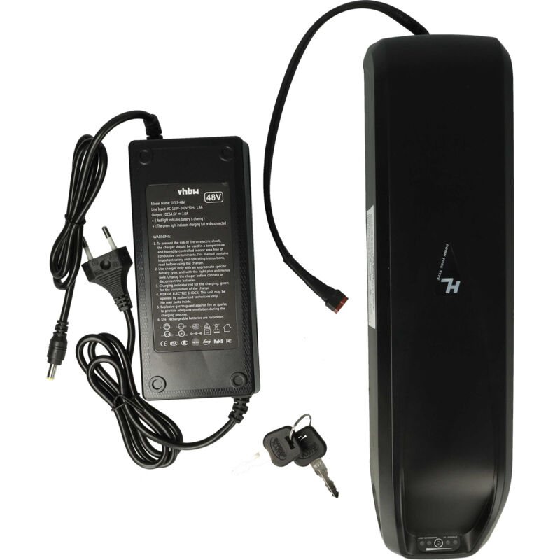 

vhbw Batería de tubo 10,4Ah 48V Li-Ion incl. cargador compatible con Bafang BBS01, E-Bikes, bicicleta eléctrica, pedelecs con sistema Hailong