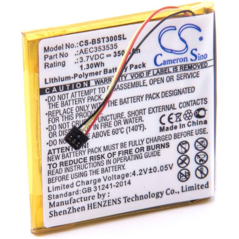 

Batería hecho para Beats AEC353535 para auriculares inalámbricos cascos (350mAh, 3,7V, polímero de litio) - Vhbw