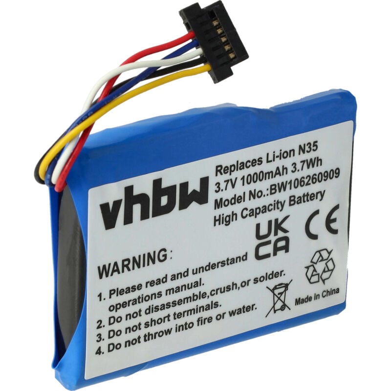 

Batería Li-Ion 1000 mAh (3.7V) compatible con Acer N35, Typhoon MyGuide 3600, 3600 GO, 3610, 3610 GO, 3620, 3620; sistema de navegación - Vhbw
