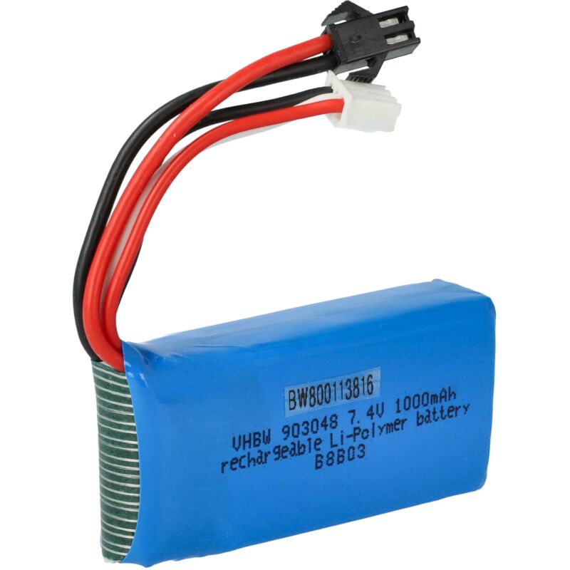 

Batería Li-Ion 1000mAh (7.4V) para Dron multicóptero cuatricóptero UDI Lark FPV U842-1, Falcon U842 - Vhbw