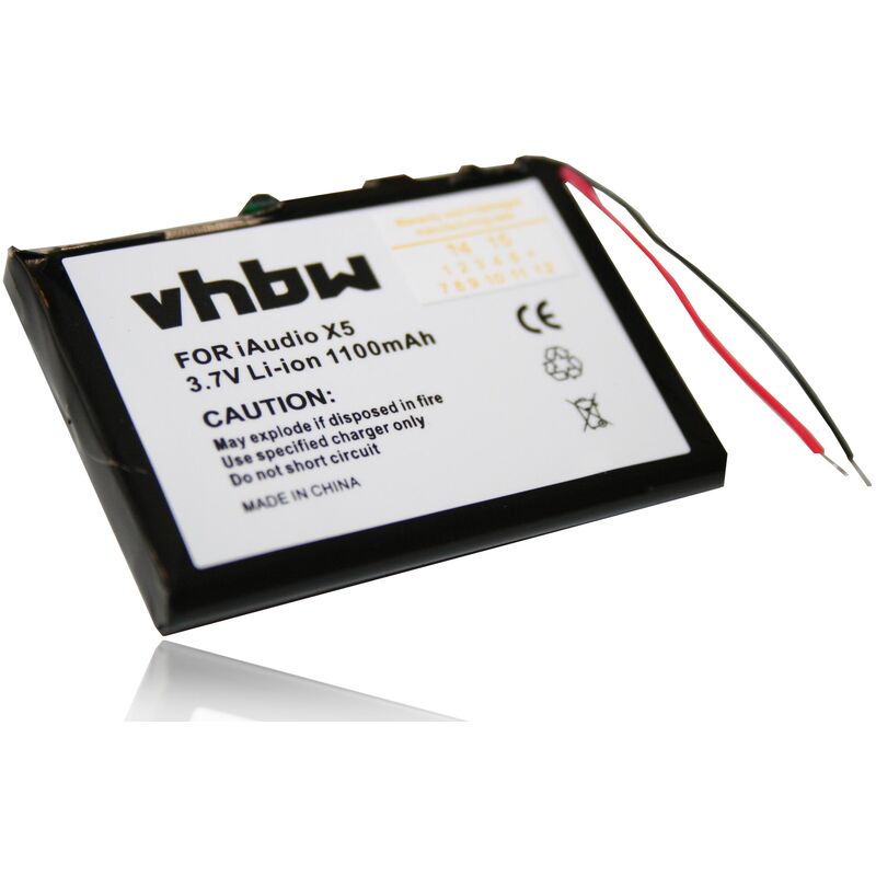 

Batería Li-Ion 1100mAh (3.7V) compatible con Cowon iAudio M3, M5L, M5 20GB, X5, X5 20GB, X5 30GB, X5L 20GB, X5V 20GB; reproductor MP3 - Vhbw