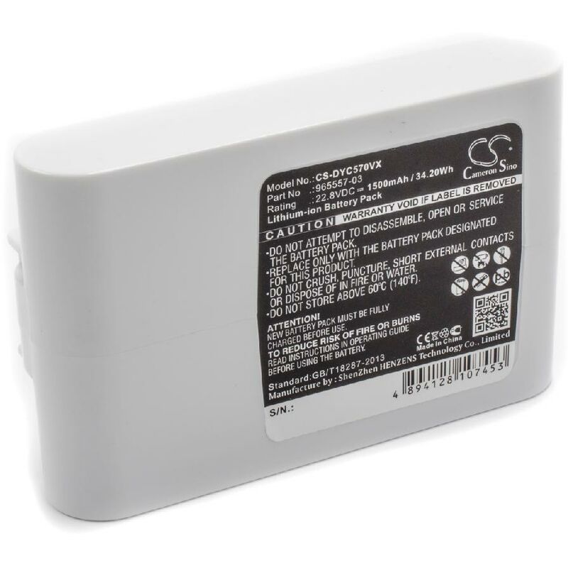 

Batería recargable reemplaza Dyson 17083-3511, 202932-02, 917083-01, 917083-07 para aspiradora, robot limpieza (1500 mAh, 22,2 V, Li-Ion) - Vhbw