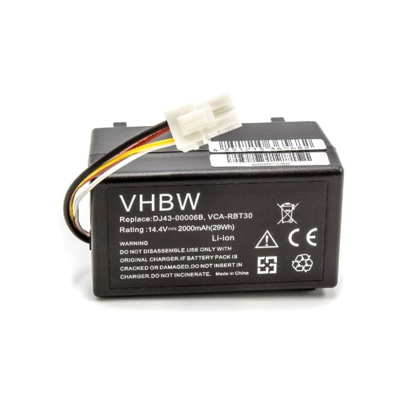 

Batería Li-Ion 2000mAh (14.4V) para robots aspirador domésticos Samsung Navibot VCR8930, SR8930 reemplaza DJ43-00006B, VCA-RBT30. - Vhbw