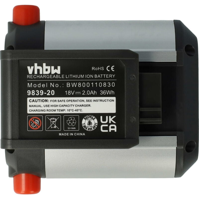 

vhbw Batería Li-Ion 2000mAh (18V) para cizalla cortasetos Li-18/50 A (08877-20) sustituye 09840-20, BLi-18.